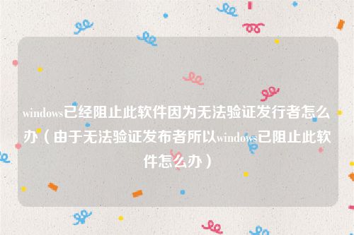 windows已经阻止此软件因为无法验证发行者怎么办（由于无法验证发布者所以windows已阻止此软件怎么办）