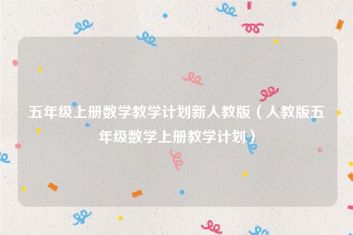 五年级上册数学教学计划新人教版（人教版五年级数学上册教学计划）