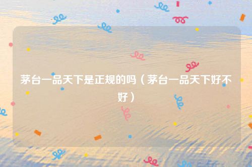 茅台一品天下是正规的吗（茅台一品天下好不好）