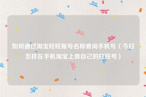 如何通过淘宝旺旺账号名称查询手机号（今日怎样在手机淘宝上查自己的旺旺号）