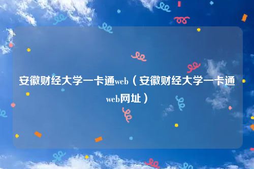 安徽财经大学一卡通web（安徽财经大学一卡通web网址）