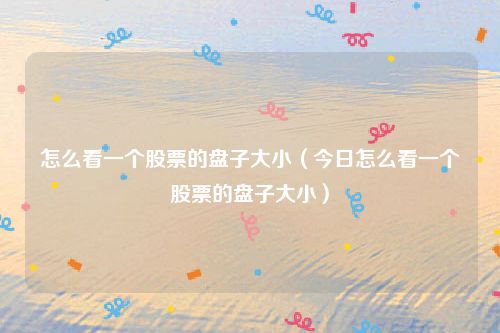 怎么看一个股票的盘子大小（今日怎么看一个股票的盘子大小）