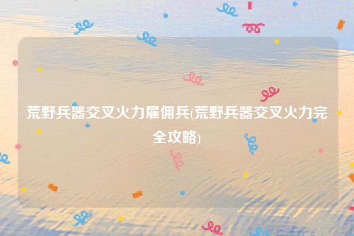 荒野兵器交叉火力雇佣兵(荒野兵器交叉火力完全攻略)