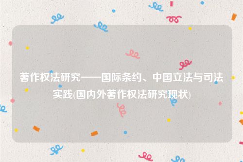 著作权法研究——国际条约、中国立法与司法实践(国内外著作权法研究现状)