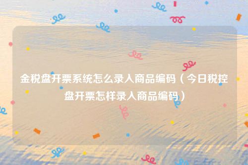 金税盘开票系统怎么录入商品编码（今日税控盘开票怎样录入商品编码）