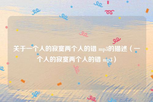关于一个人的寂寞两个人的错 mp3的描述（一个人的寂寞两个人的错 mp3）