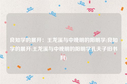 良知学的展开：王龙溪与中晚明的阳明学(良知学的展开:王龙溪与中晚明的阳明学孔夫子旧书网)