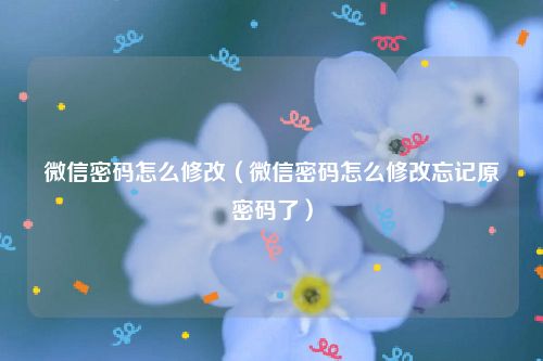 微信密码怎么修改（微信密码怎么修改忘记原密码了）