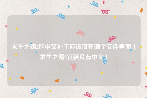 求生之路2的中文补丁应该放在哪个文件里面（求生之路2安装没有中文）