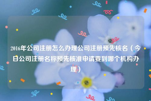 2016年公司注册怎么办理公司注册预先核名（今日公司注册名称预先核准申请要到哪个机构办理）