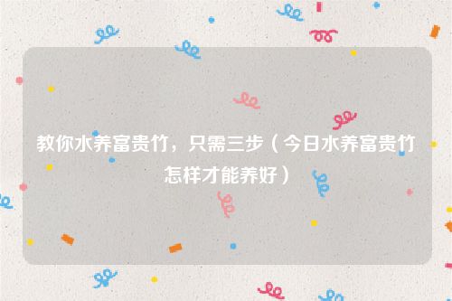 教你水养富贵竹，只需三步（今日水养富贵竹怎样才能养好）