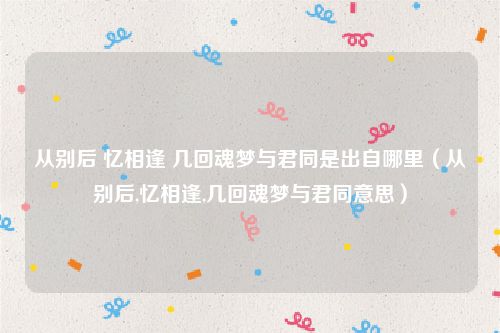 从别后 忆相逢 几回魂梦与君同是出自哪里（从别后,忆相逢,几回魂梦与君同意思）