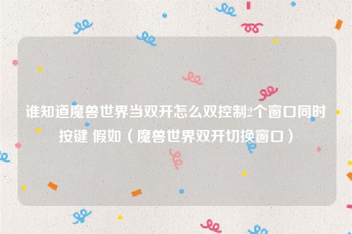 谁知道魔兽世界当双开怎么双控制2个窗口同时按键 假如（魔兽世界双开切换窗口）