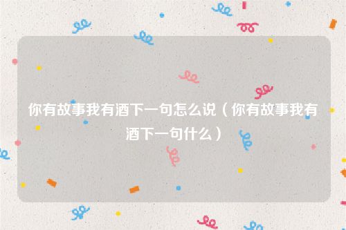 你有故事我有酒下一句怎么说（你有故事我有酒下一句什么）