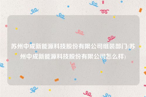 苏州中成新能源科技股份有限公司组装部门(苏州中成新能源科技股份有限公司怎么样)