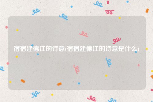宿宿建德江的诗意(宿宿建德江的诗意是什么)