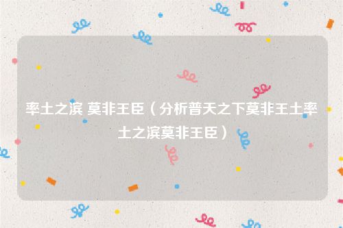 率土之滨 莫非王臣（分析普天之下莫非王土率土之滨莫非王臣）