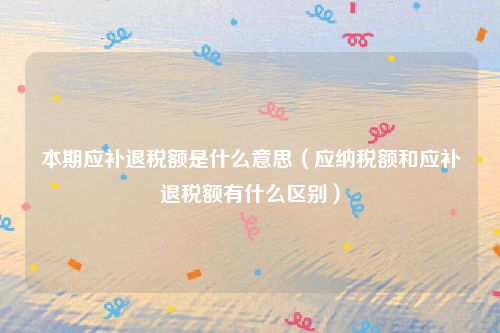 本期应补退税额是什么意思（应纳税额和应补退税额有什么区别）