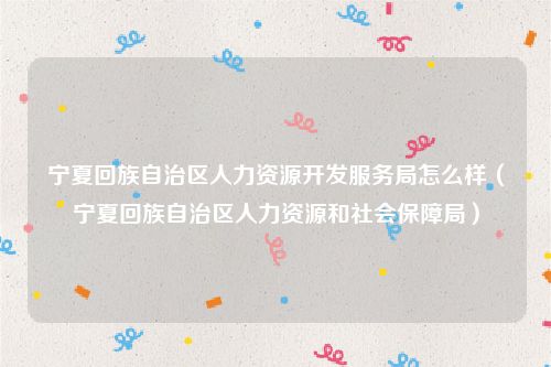 宁夏回族自治区人力资源开发服务局怎么样（宁夏回族自治区人力资源和社会保障局）