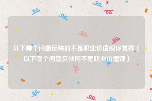 以下哪个问题反映的不是职业价值观你觉得（以下哪个问题反映的不是职业价值观）