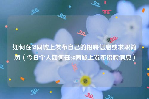 如何在58同城上发布自己的招聘信息或求职简历（今日个人如何在58同城上发布招聘信息）