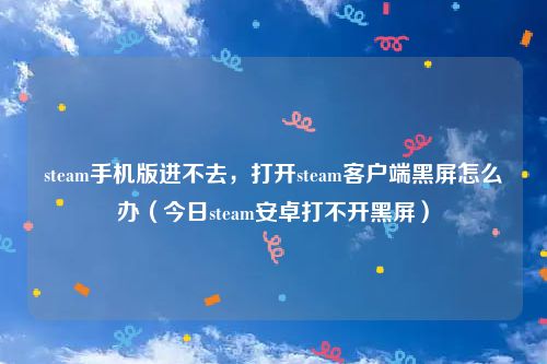 steam手机版进不去，打开steam客户端黑屏怎么办（今日steam安卓打不开黑屏）