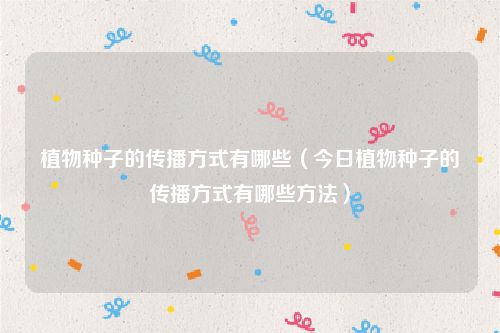 植物种子的传播方式有哪些（今日植物种子的传播方式有哪些方法）
