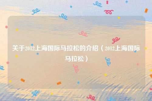 关于2012上海国际马拉松的介绍（2012上海国际马拉松）