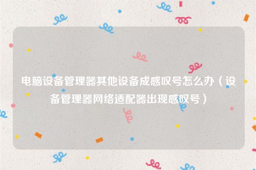 电脑设备管理器其他设备成感叹号怎么办（设备管理器网络适配器出现感叹号）