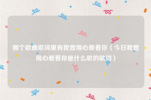 哪个歌曲歌词里有我曾用心爱着你（今日我曾用心爱着你是什么歌的歌词）