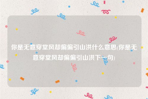 你是无意穿堂风却偏偏引山洪什么意思(你是无意穿堂风却偏偏引山洪下一句)
