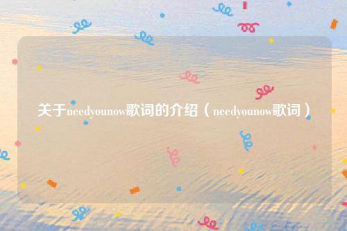 关于needyounow歌词的介绍（needyounow歌词）