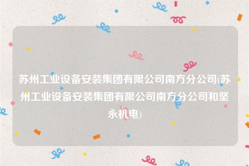苏州工业设备安装集团有限公司南方分公司(苏州工业设备安装集团有限公司南方分公司和坚永机电)