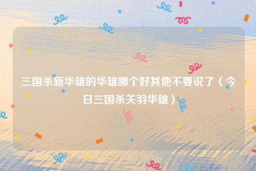 三国杀新华雄的华雄哪个好其他不要说了（今日三国杀关羽华雄）
