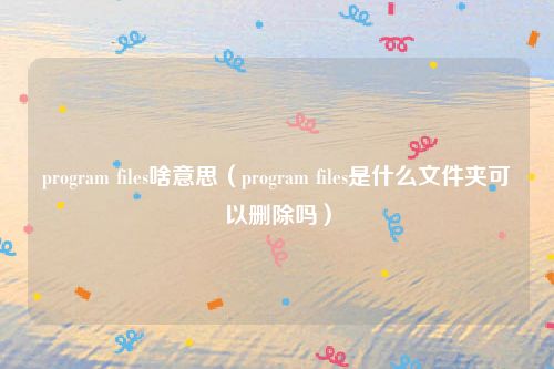 program files啥意思（program files是什么文件夹可以删除吗）