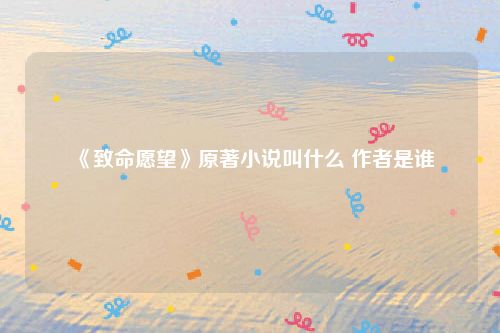 《致命愿望》原著小说叫什么 作者是谁