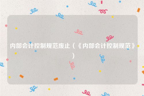 内部会计控制规范废止（《内部会计控制规范》）