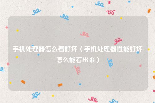 手机处理器怎么看好坏（手机处理器性能好坏怎么能看出来）