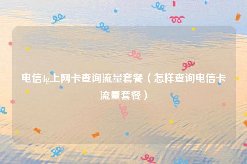 电信4g上网卡查询流量套餐（怎样查询电信卡流量套餐）