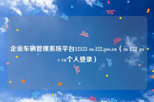 企业车辆管理系统平台12123 sn.122.gov.cn（sn 122 gov cn个人登录）
