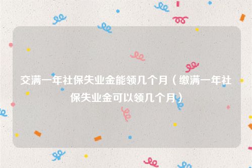 交满一年社保失业金能领几个月（缴满一年社保失业金可以领几个月）