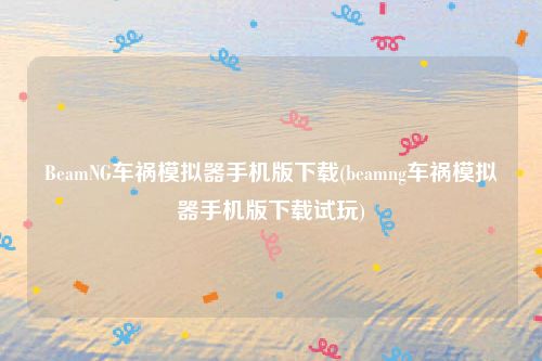 BeamNG车祸模拟器手机版下载(beamng车祸模拟器手机版下载试玩)