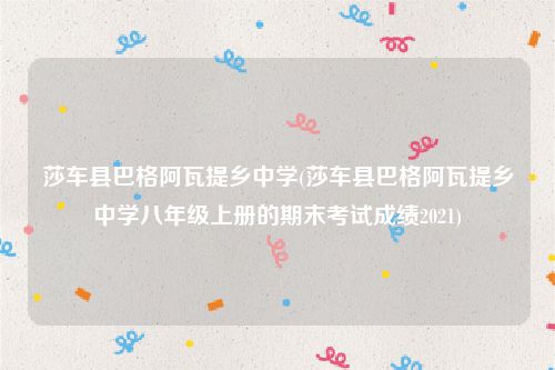 莎车县巴格阿瓦提乡中学(莎车县巴格阿瓦提乡中学八年级上册的期末考试成绩2021)