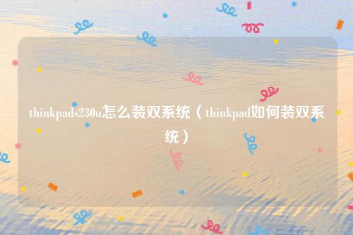 thinkpads230u怎么装双系统（thinkpad如何装双系统）