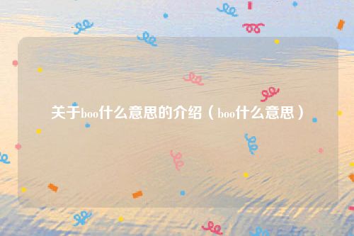 关于boo什么意思的介绍（boo什么意思）