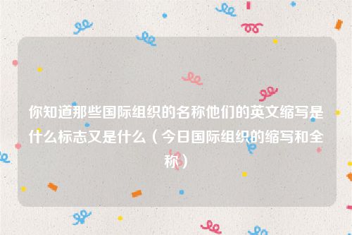 你知道那些国际组织的名称他们的英文缩写是什么标志又是什么（今日国际组织的缩写和全称）