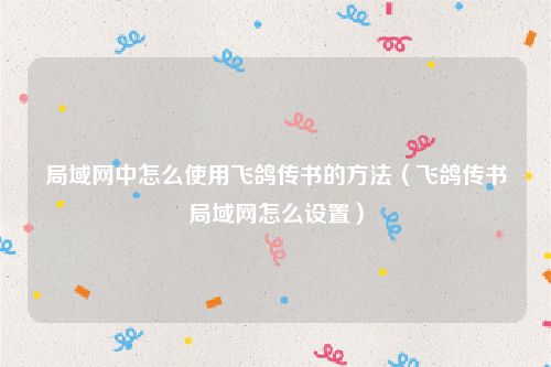 局域网中怎么使用飞鸽传书的方法（飞鸽传书局域网怎么设置）