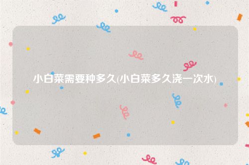 小白菜需要种多久(小白菜多久浇一次水)