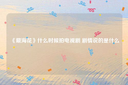 《藏海花》什么时候拍电视剧 剧情说的是什么