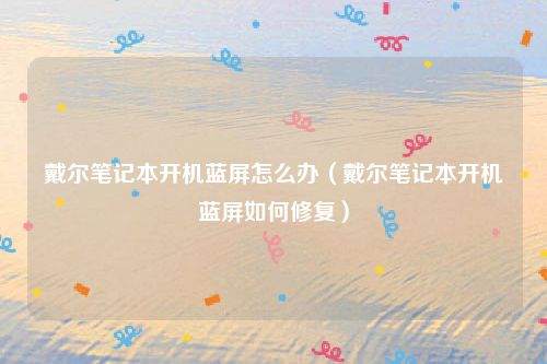 戴尔笔记本开机蓝屏怎么办（戴尔笔记本开机蓝屏如何修复）